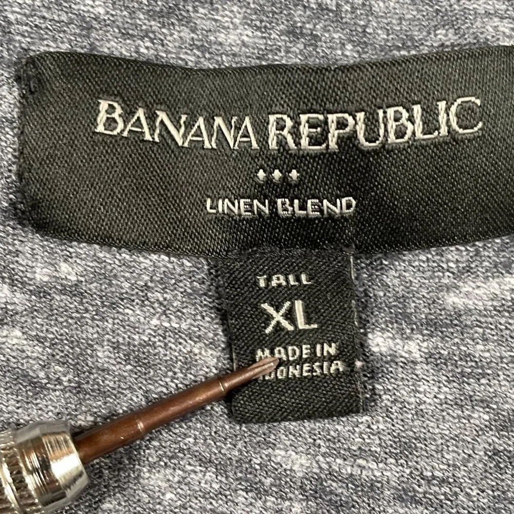 Banana Republic Henley Shirt Mens XL Linen Blend‎ Grey